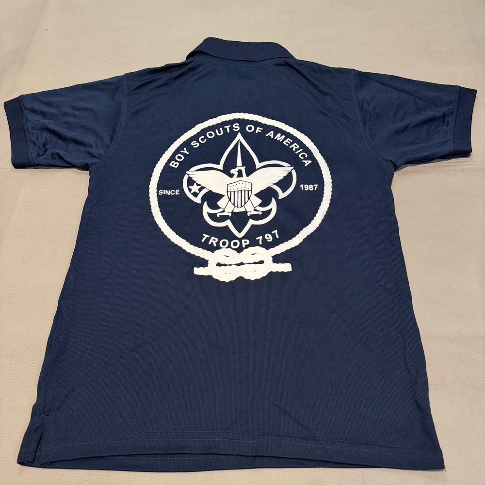 Boy Scouts of America Troop BSA Navy Blue Hike Trek Polo Shirt Men-S-6845